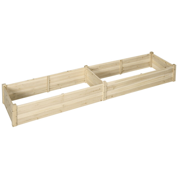 Hivvago 96" Wooden Raised Garden Bed with 2 Planter Boxes