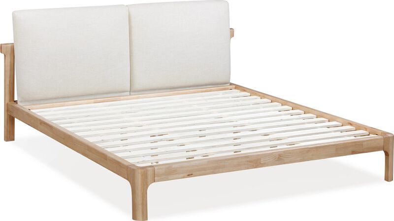 Furano California King-size Upholstered Two Cushion Platform Bed in Ginger and Natural Linen