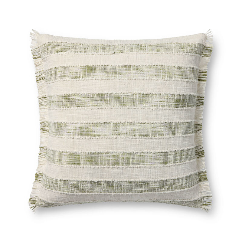 PLL0134 Green/Ivory 22''x22'' Cover w/Down Pillow image number 0