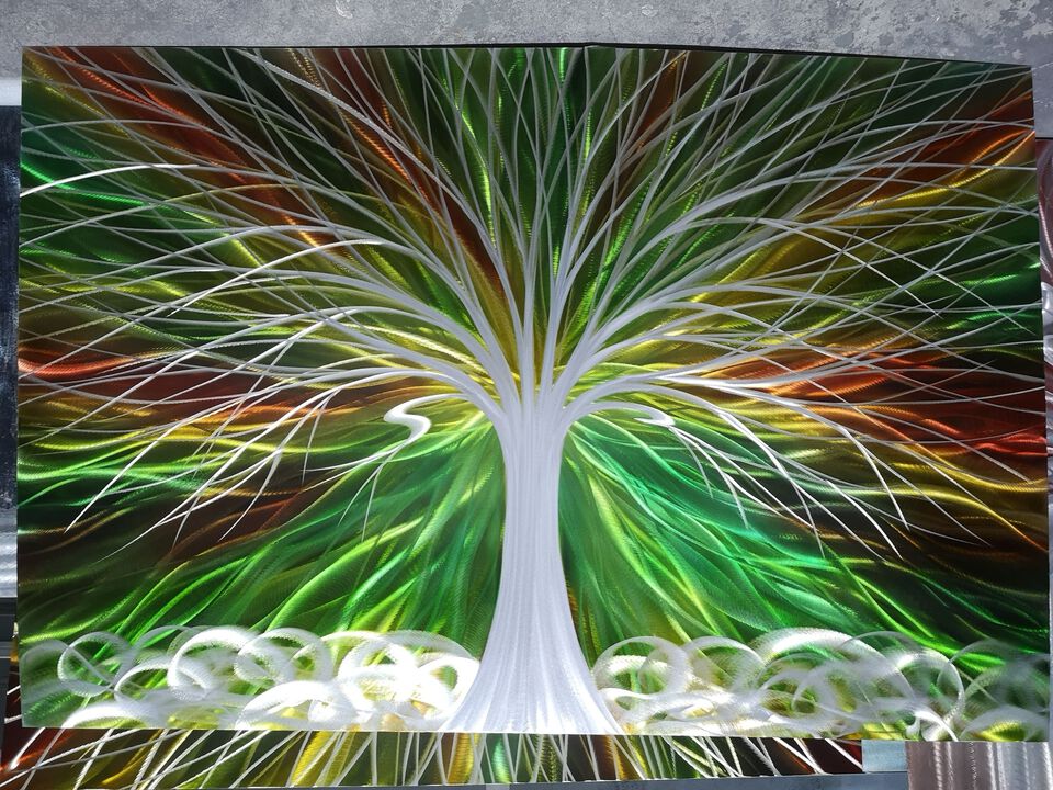 Tree of Life Metal Wall Art, Abstract Silver Sculpture Decor 3D Wall Art for Modern and Contemporary Décor