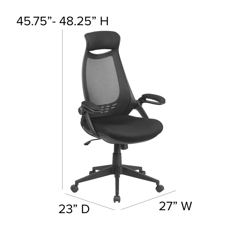 Ivan High Back Mesh Executive Swivel Office Chair with Flip-Up Arms image number 3