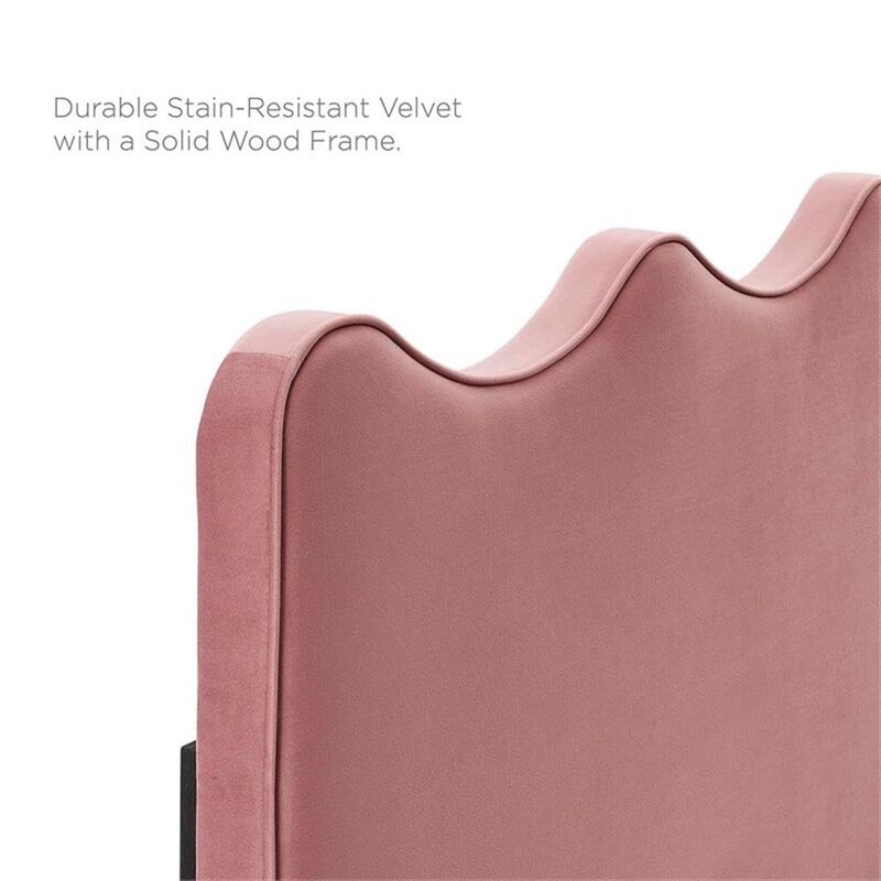 Modway Current Modern Performance Velvet Queen Platform Bed in Dusty Rose Pink image number 9