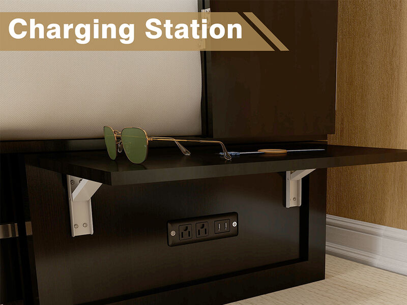 Livelylodge Wood Cabinet Murphy Bed Storage Space Drawer for Guest Room Black