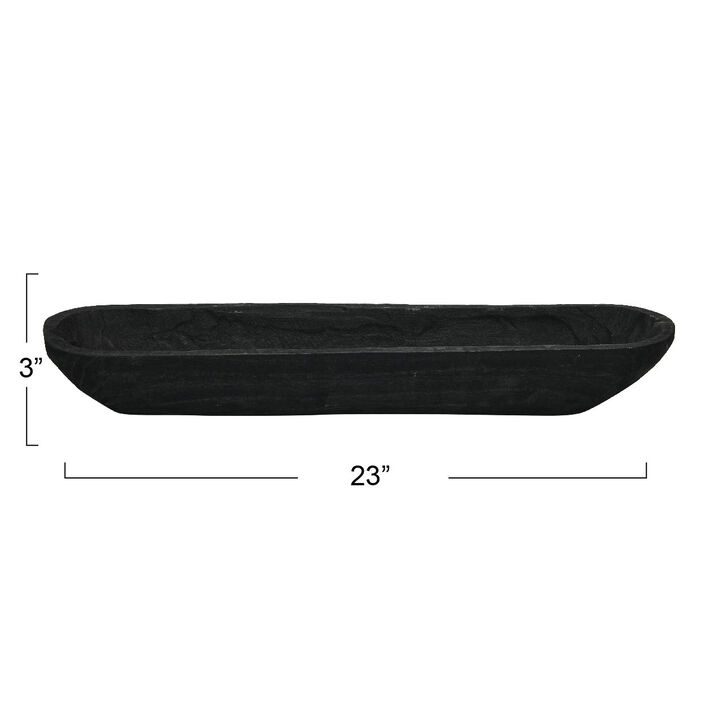 Decorative Paulownia Wood Bowl, Black