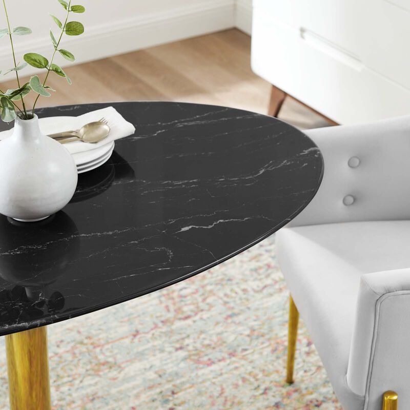 Modway - Verne 48" Artificial Marble Dining Table Gold Black
