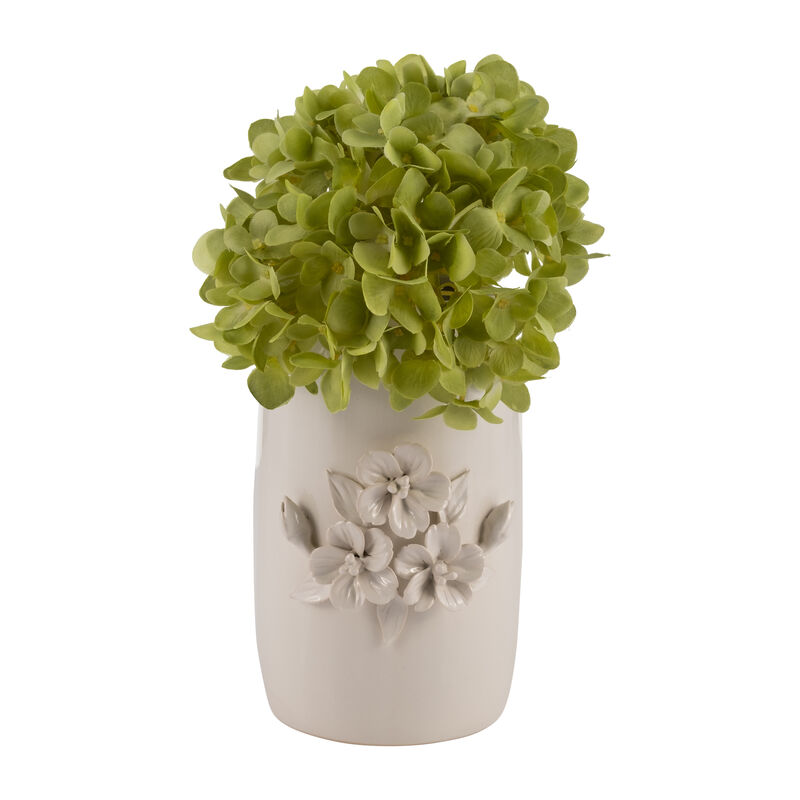 Cer, 8"h Flower Bunch Vase, Ivory image number 3