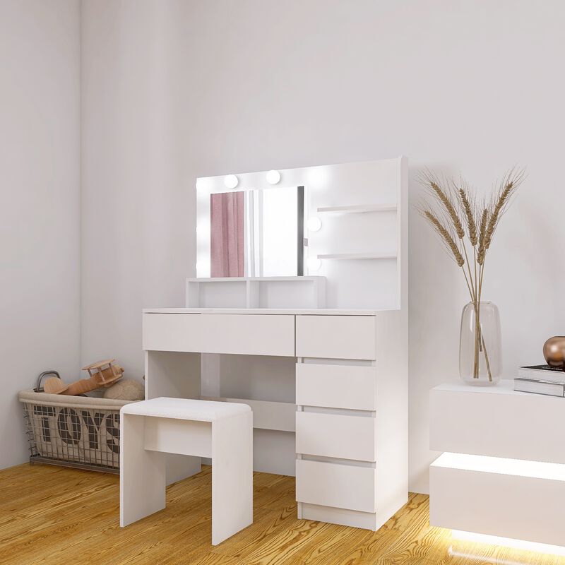 Sutmal Vanity Desk with Mirror & Light image number 4