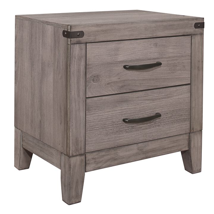 Streamdale Modern Nightstand with 2 Drawers, Brownish Gray Finish