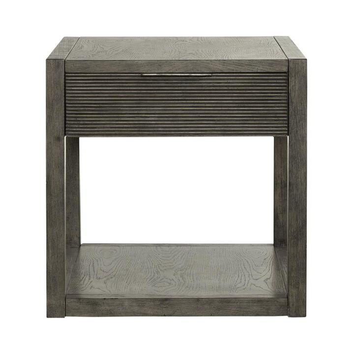 Liberty Furniture Bartlett Field End Table in Driftwood in Dusty Taupe Finish