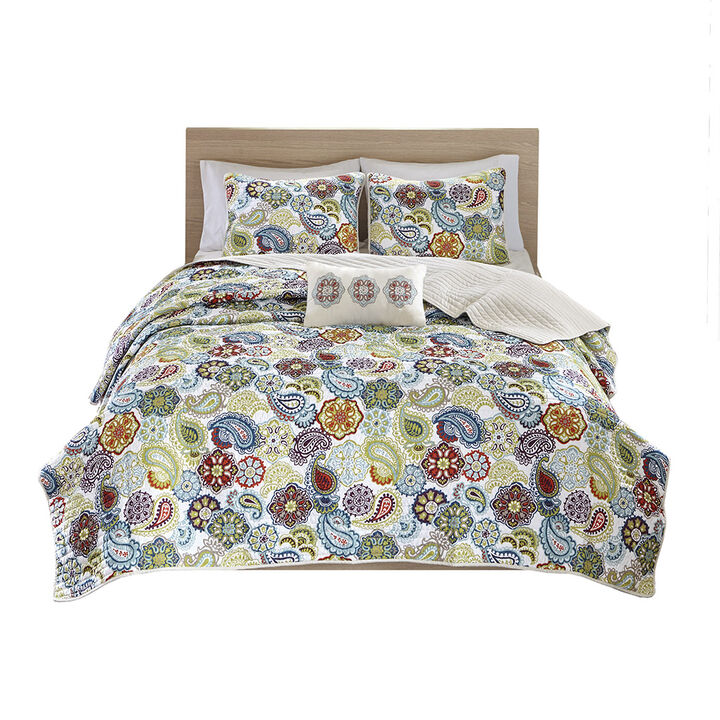Gracie Mills Rhydian Reversible Paisley Quilt Set with Throw Pillow