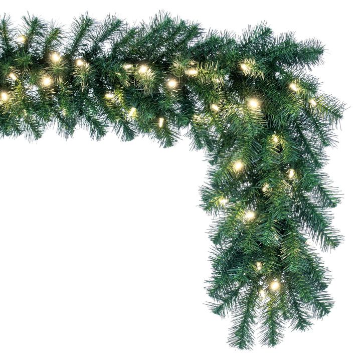 Vickerman 9' Douglas Fir Artificial Christmas Garland - Warm White LED Lights - Faux Fir Christmas Garland - Indoor Outdoor Garland- Reliable and Durable