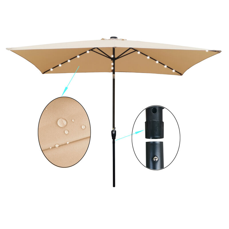 Streamdale Patio Solar Lighted Umbrella w/ Crank (6.5' x 10')