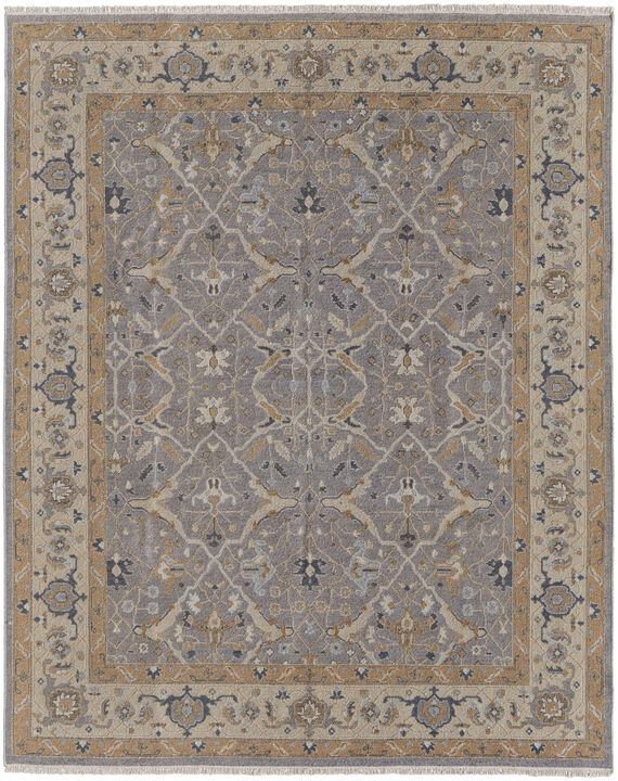 HomeRoots Wool Oriental Hand Knotted Area Rug With Fringe