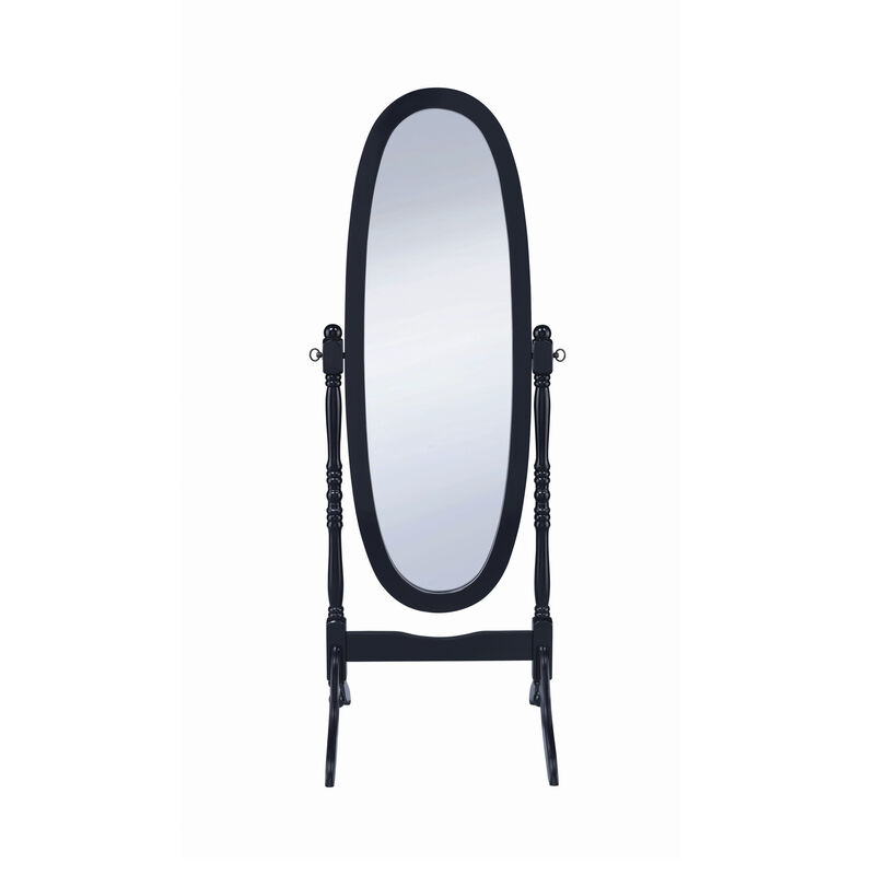 Aesthetically Charmed Oval Shaped Cheval Mirror, Black image number 0