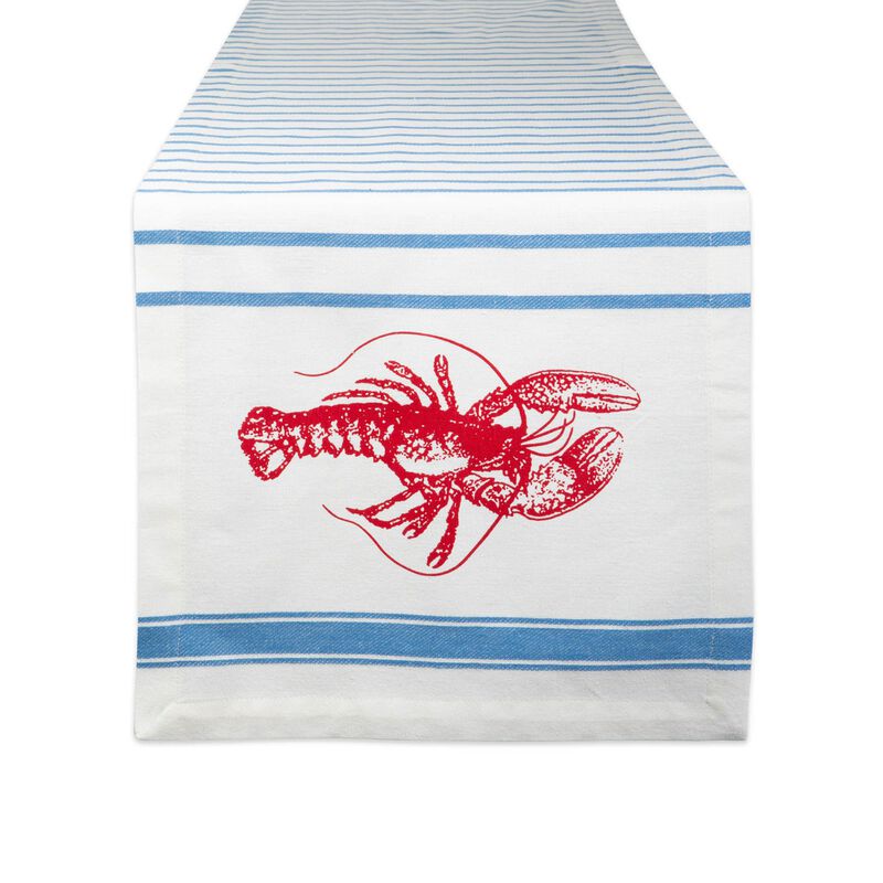 72" Red and Blue Scorpion Printed Striped Table Runner