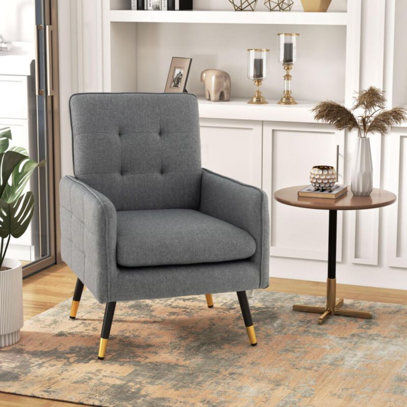 Hivvago Linen Fabric Accent Chair with Removable Seat Cushion