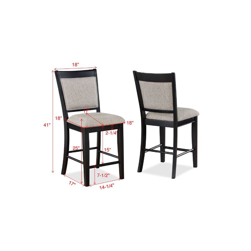 Streamdale Set of 2 Farmhouse Counter Height Dining Chairs, Light Gray Linen image number 5