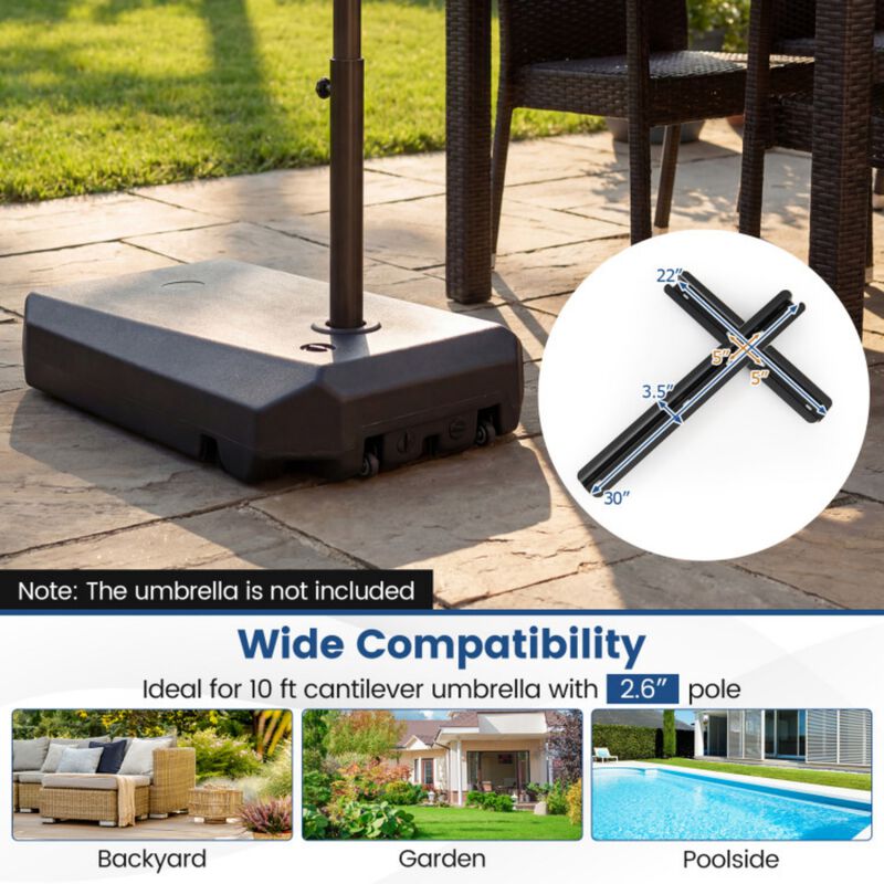 165 LBS  Cantilever Umbrella Base with Wheels and Cross Base image number 7