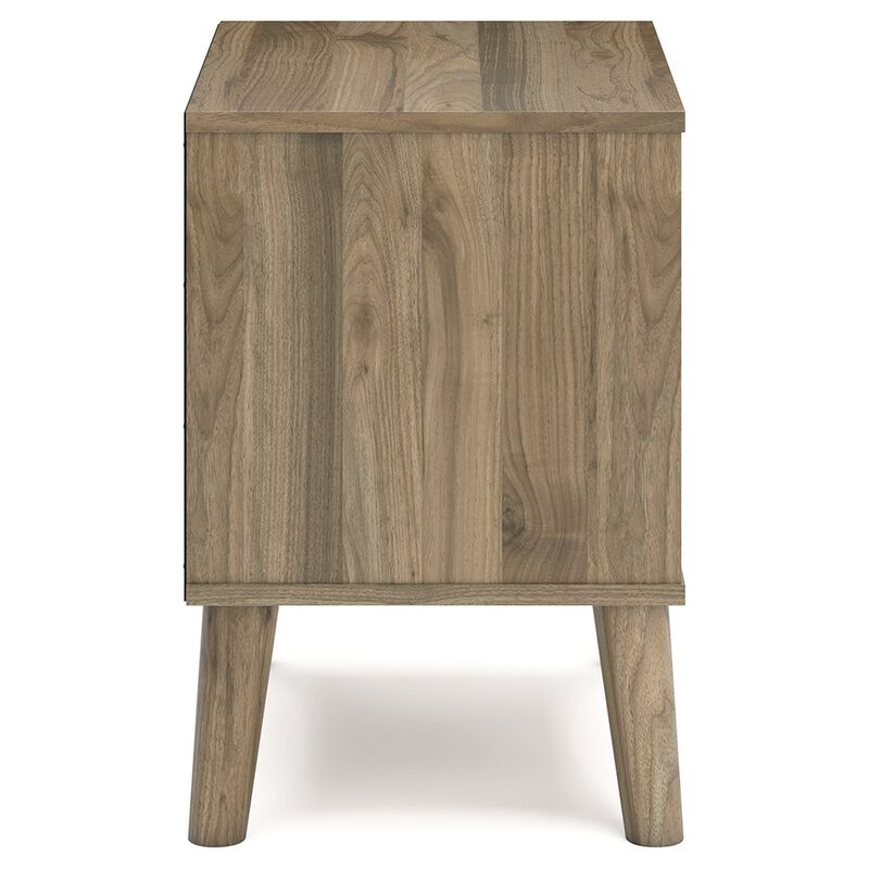 Luna 22 Inch Wood Nightstand, 1 Shelf, 1 Drawer, Rich Light Brown Finish-Benzara