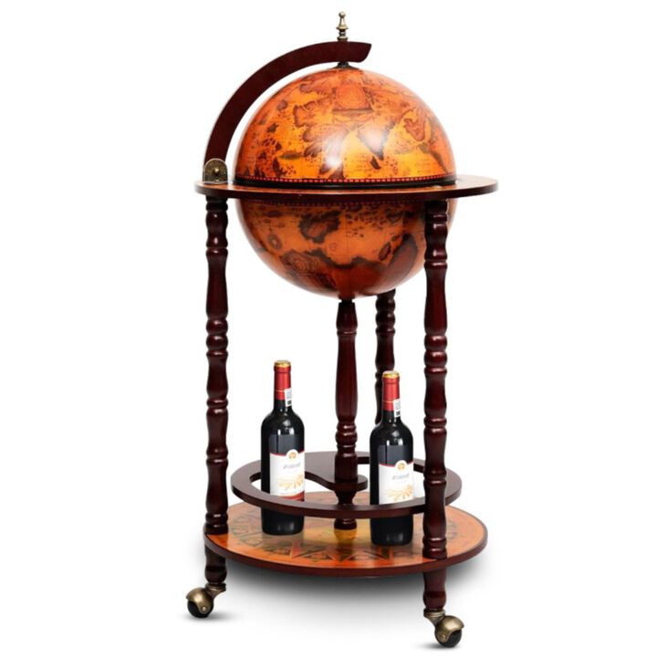 Hivvago 16th Century Wood Globe Wine Bar Stand