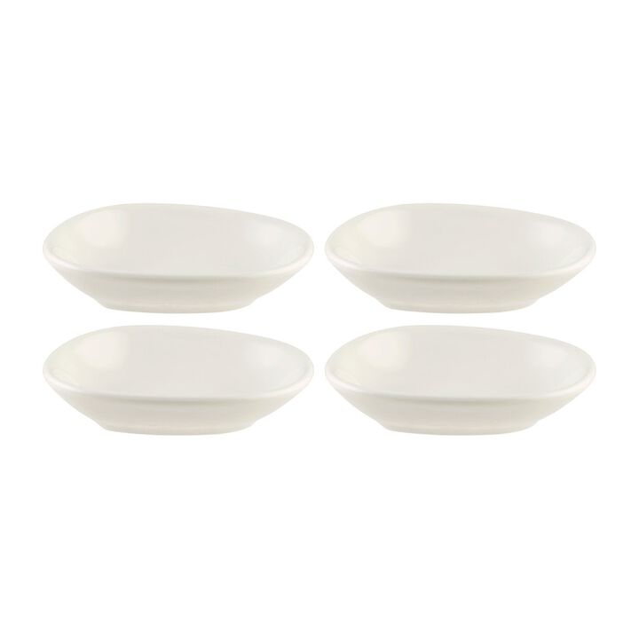 Vago 4" x 3" x h:0.75" 1 oz. Organic Warm White Vitrified Bowl (Set of 4)