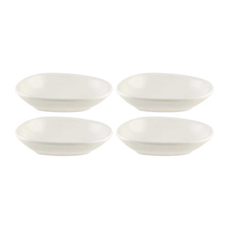Vago 4" x 3" x h:0.75" 1 oz. Organic Warm White Vitrified Bowl (Set of 4) image number 0
