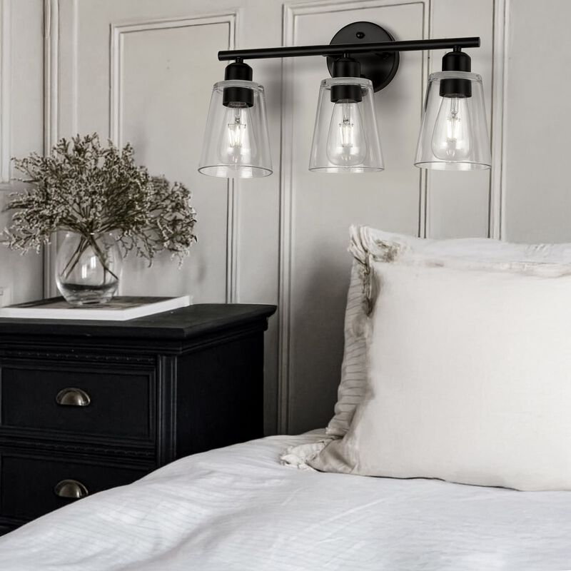 Vanity Light with Tapered Clear Glass Shade and For Hallway or Bathroom image number 3