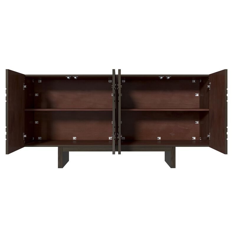 Clihome 63"Sideboard Buffet Cabinet,4 Door Console Cabinet with Adjustable Shelf,Cream Wave