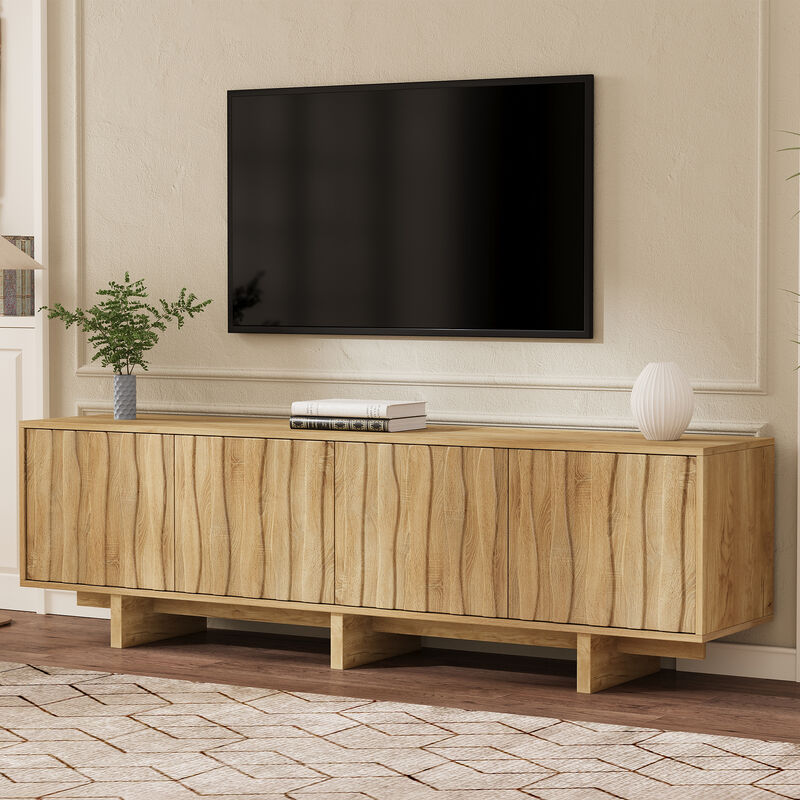 Nankso Retro Style Wood Grain TV Stand image number 2