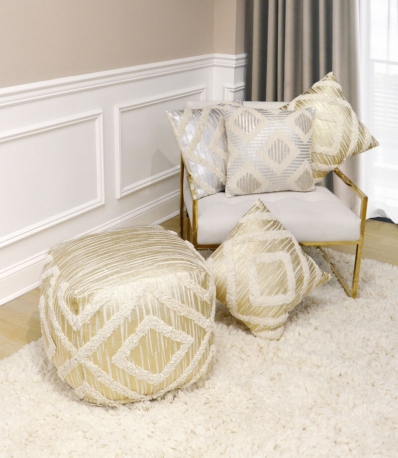 Pasargad Home Grandcanyon Cotton Shaggy Pouf image number 9