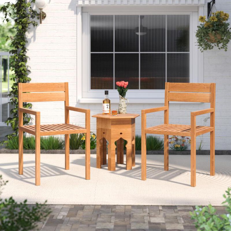 Hivvago Outdoor Patio Dining Teak Wood Armchair