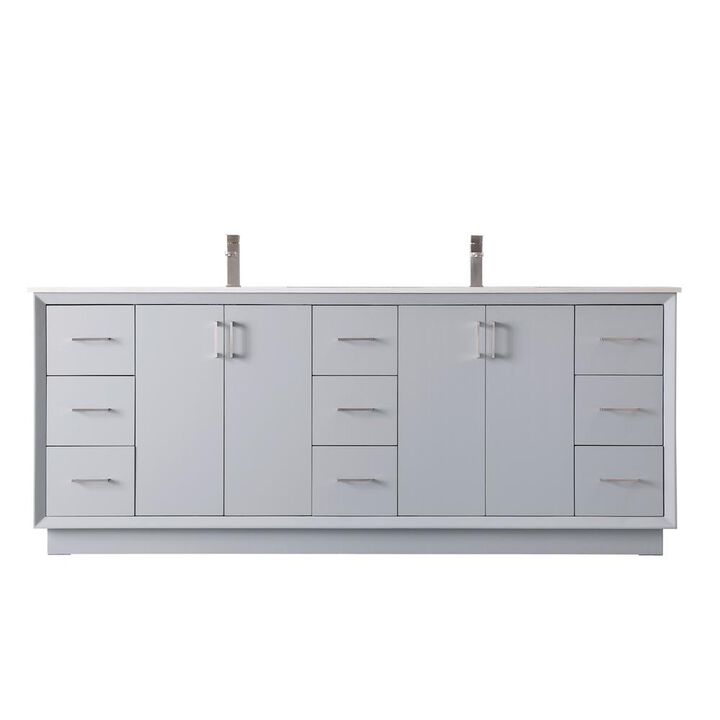Elegant Kitchen and Bath 84 Inch Double Bathroom Vanity In Grey