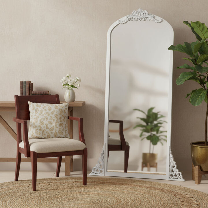 HomeRoots 67" White Solid Wood Framed Full Length Mirror
