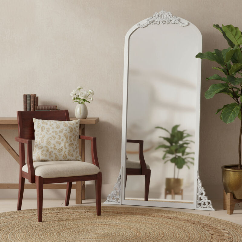 HomeRoots 67" White Solid Wood Framed Full Length Mirror image number 1