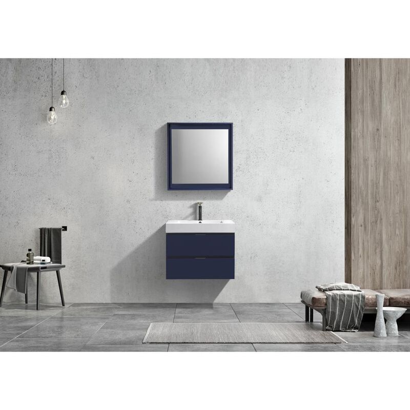 Kubebath Bliss 30 Blue Wall Mount Modern Bathroom Vanity
