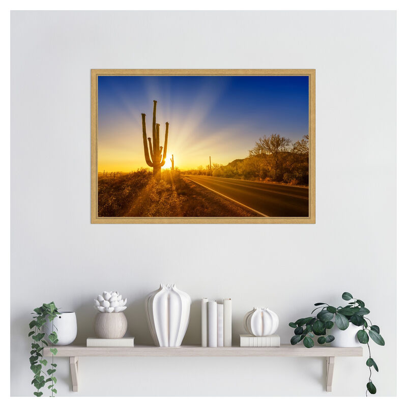 SAGUARO NATIONAL PARK Setting Sun by Melanie Viola Framed Canvas Wall Art