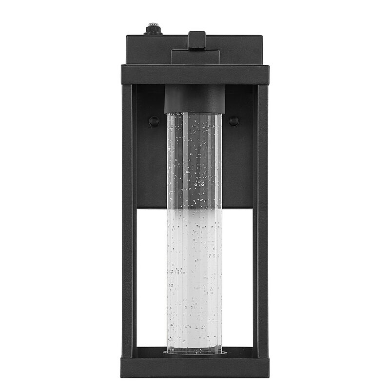 Juno 1-Light Industrial Vintage Iron/Seeded Glass with Dusk-to-Dawn Sensor Integrated LED Outdoor Sconce