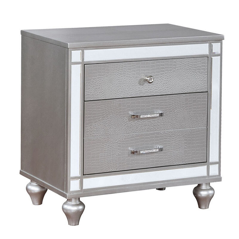 Queen Bedroom Set, Silver Wood, 2 Piece Set with Nightstand image number 4