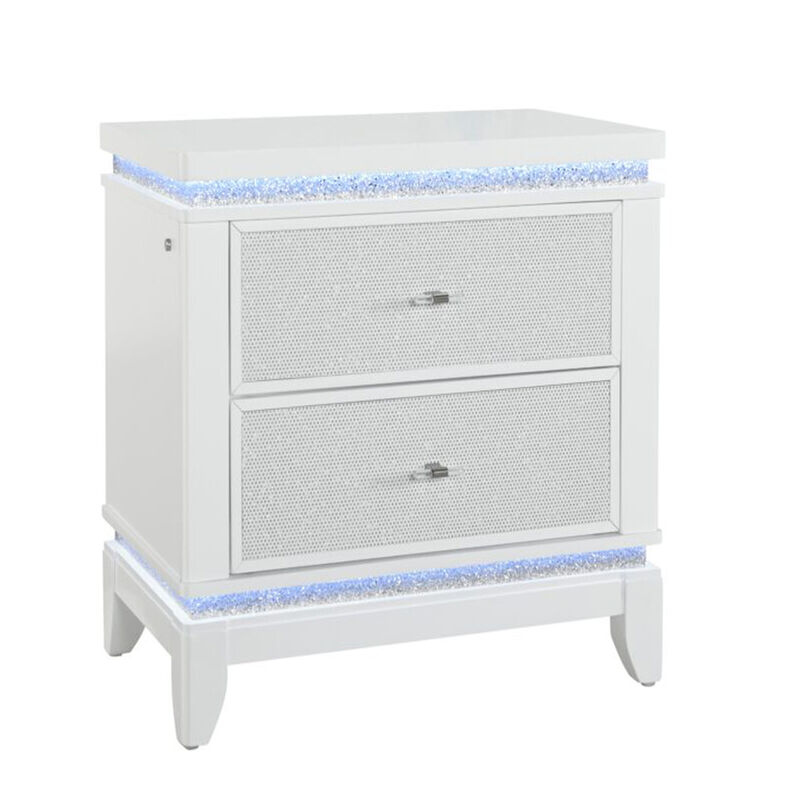 ALINA WHITE NIGHTSTAND WITH LED AND USB image number 2