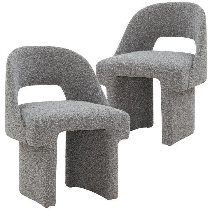 LeisureMod Modern Side Boucle Accent Chair Set of 2 – Quell Collection, Stylish and Cozy Chairs for Living Room, Office, and Contemporary Spaces