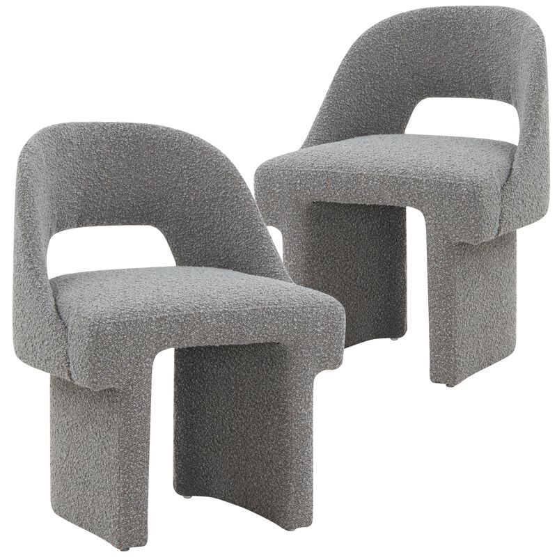 LeisureMod Modern Side Boucle Accent Chair Set of 2 &ndash; Quell Collection, Stylish and Cozy Chairs for Living Room, Office, and Contemporary Spaces