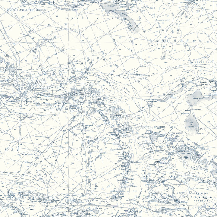 Charts Navy Map Wallpaper (Set of 2)