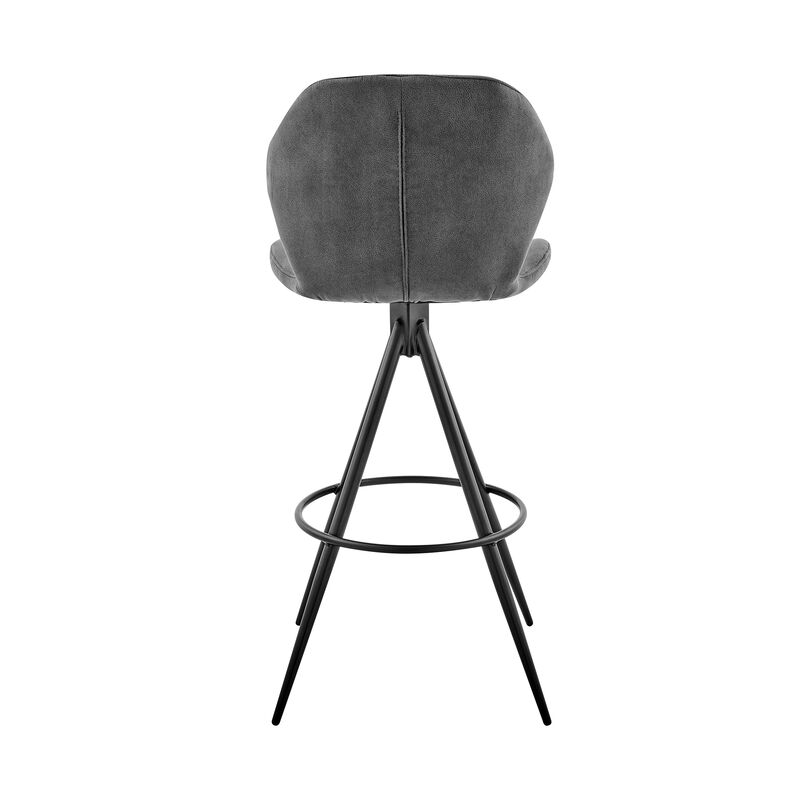 Catalina Bar Height Bar Stool in Charcoal Fabric and Balck Finish