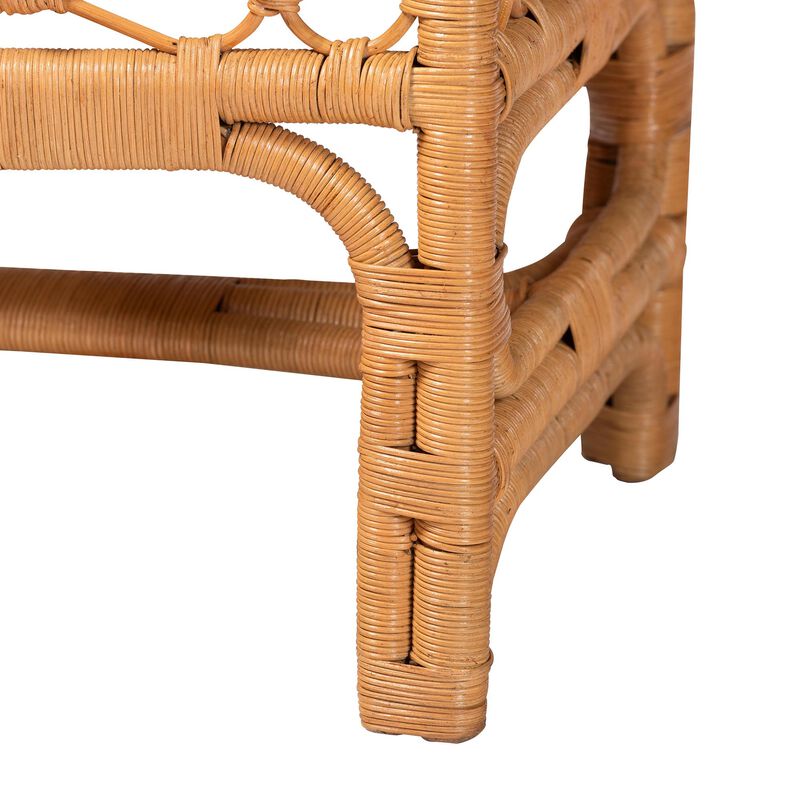 bali & pari Ayala Natural Rattan Accent Bench - Handwoven Wicker Accent Seating with Decorative Apron and Integrated Handles for Living Room, Bedroom, Or Entryway image number 4