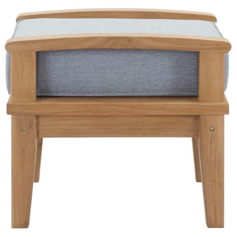 Modway EEI-1152-NAT-GRY-SET Marina Premium Grade A Teak Wood Outdoor Patio Ottoman, Natural Gray image number 3