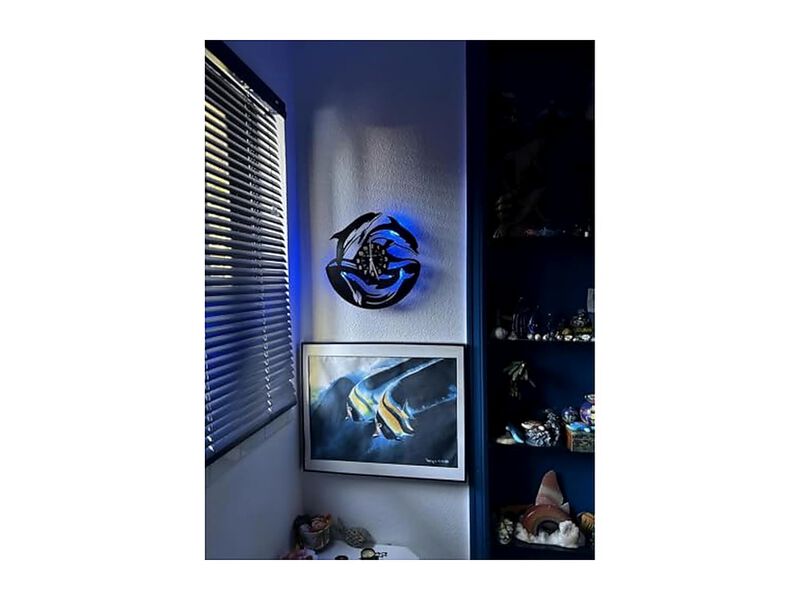 Black Record LED Dolphin Vinyl Wall Clock 12 Inch Modern Bedroom Decor image number 2