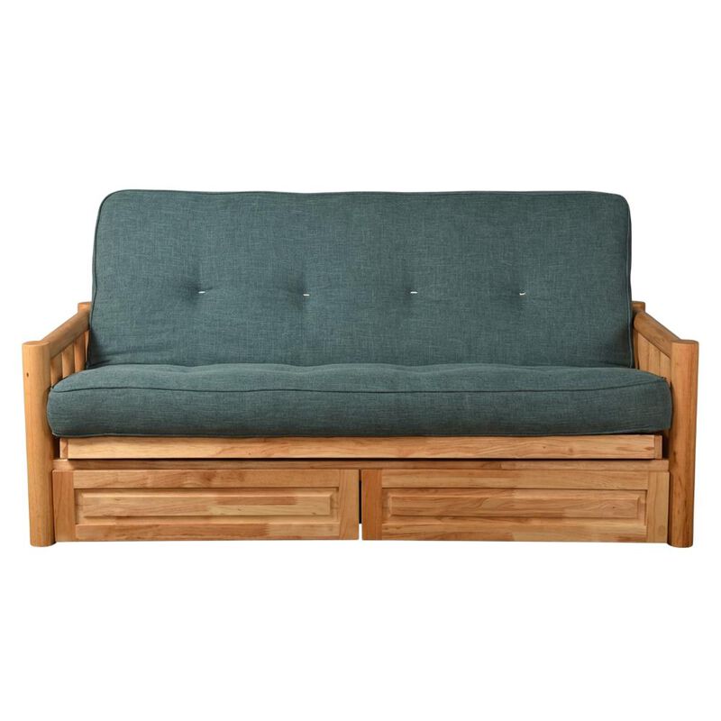 Lodge Frame-Natural Finish-Linen Aqua Mattress-Storage Drawers image number 0