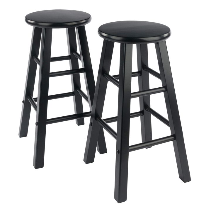 Ergode Wood Element Counter Stool Set - Polished Black, Solid Wood, Sturdy Square Legs, 220lbs Weight Capacity, 8 Crossbars, Footrests, Easy Storage, Multiple Finishes, Bar/Counter Height, Assembly Hardware Included, 60-day Replacement Option.