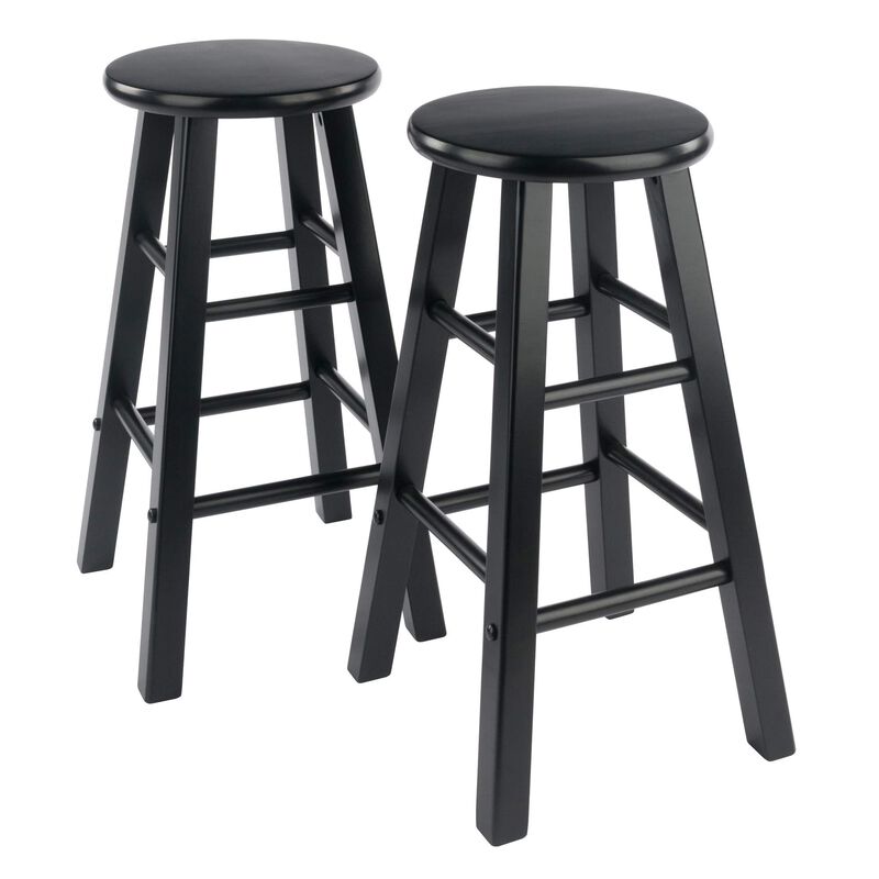 Ergode Wood Element Counter Stool Set - Polished Black, Solid Wood, Sturdy Square Legs, 220lbs Weight Capacity, 8 Crossbars, Footrests, Easy Storage, Multiple Finishes, Bar/Counter Height, Assembly Hardware Included, 60-day Replacement Option.