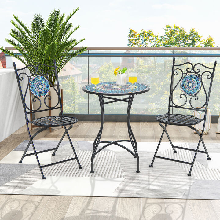 Ceramic Tile Top Patio Bistro Table Perfect for Small Outdoor Spaces